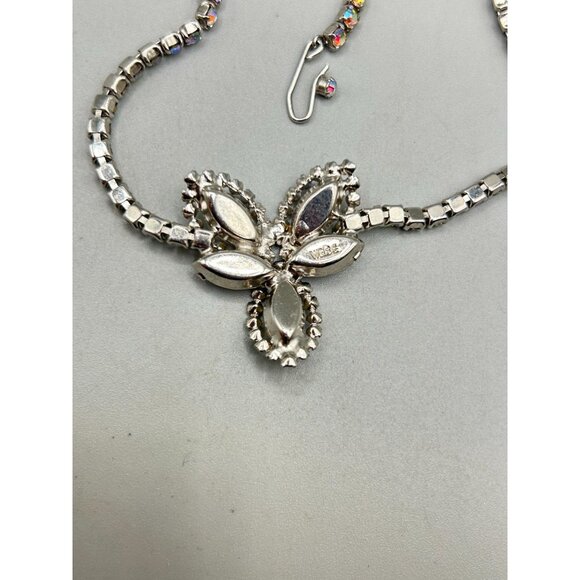 Vintage Weiss Aurora Borealis Crystal Necklace Rhinestones Choker 15" - Picture 6 of 10